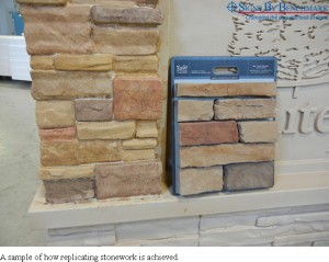 Sample of how stone is replicated for faux stacked stone finish