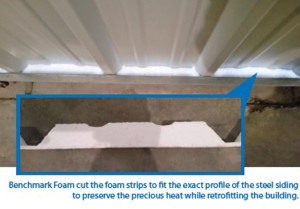 Foam insulating strips for steel siding gaps