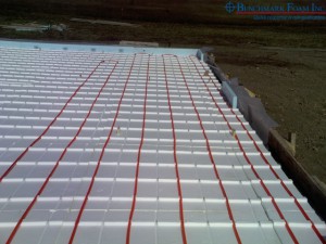 Installed Benchmark Foam Thermo-Snap in floor heat system insulating panels
