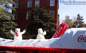 Parade float and replica coca-cola can